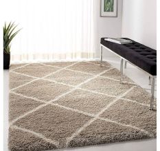 Modern Beige Shaggy Living Rug